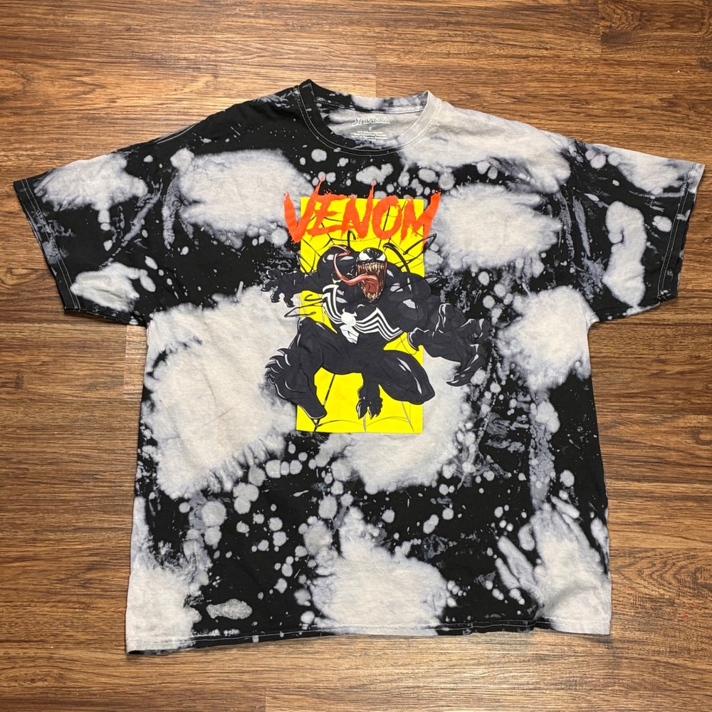 Marvel Spider-Man Venom Acid Wash Graphic T-Shirt Men's Large Black L